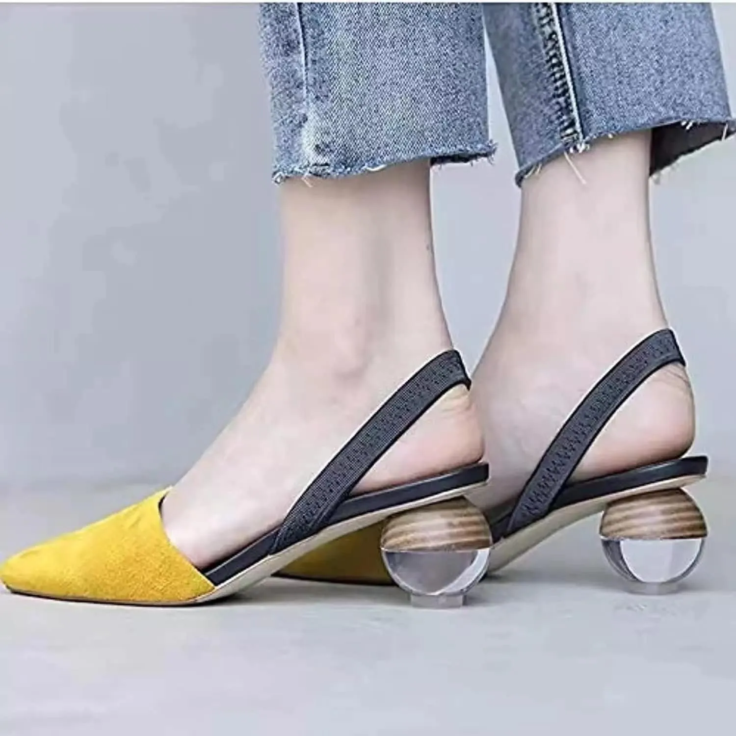 Axellion Mule Slipper for Women, Abnormal Heel Sandals Round Toe Mule Shoes Spherical Sandal Slides for Party Evening