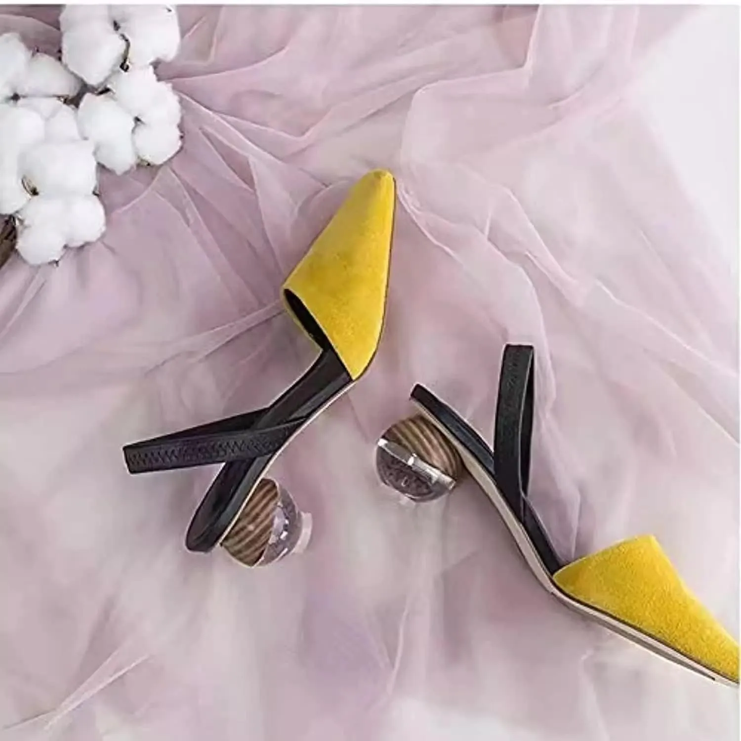 Axellion Mule Slipper for Women, Abnormal Heel Sandals Round Toe Mule Shoes Spherical Sandal Slides for Party Evening