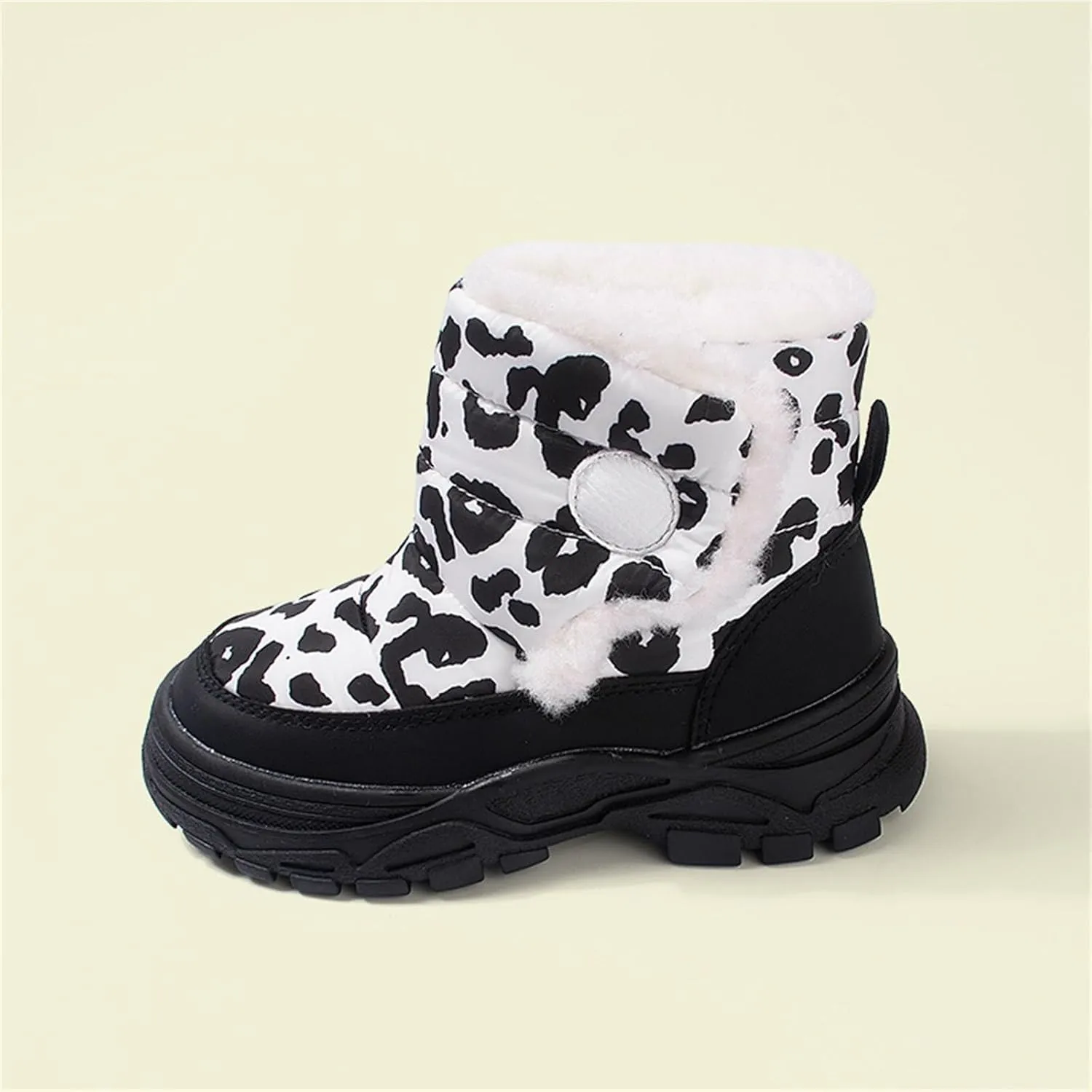 Baby Boys Girls Leopard Winter Warm Cozy Shoes Fleece Snow Boots Toddler Infant Non-Slip Faux F𝘂r Walking Booties
