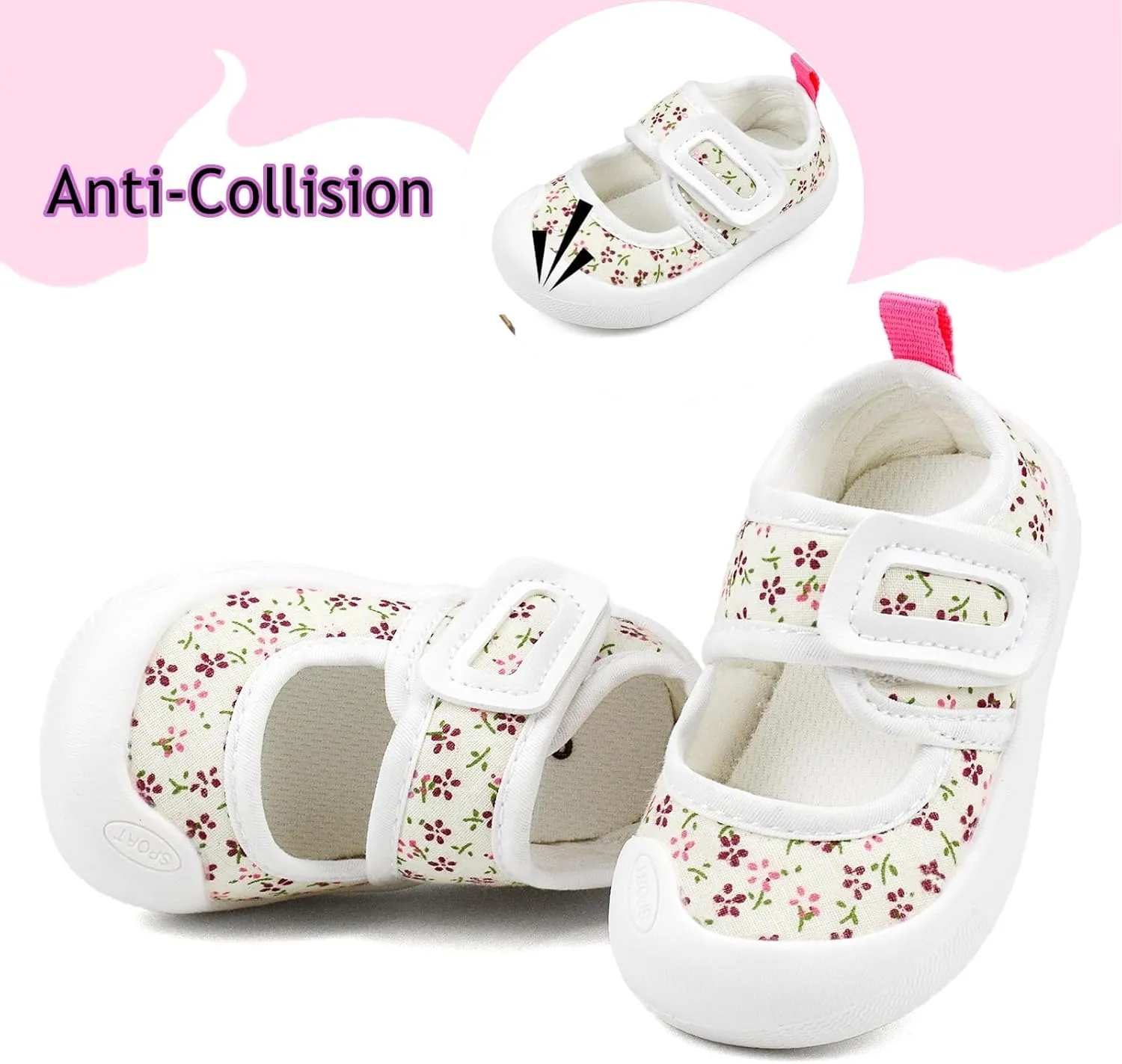 Baby Girl Canvas Sneakers Toddler Girl Mary Jane Flats Non-Slip Casual School Uniform Loafers Dress Shoe