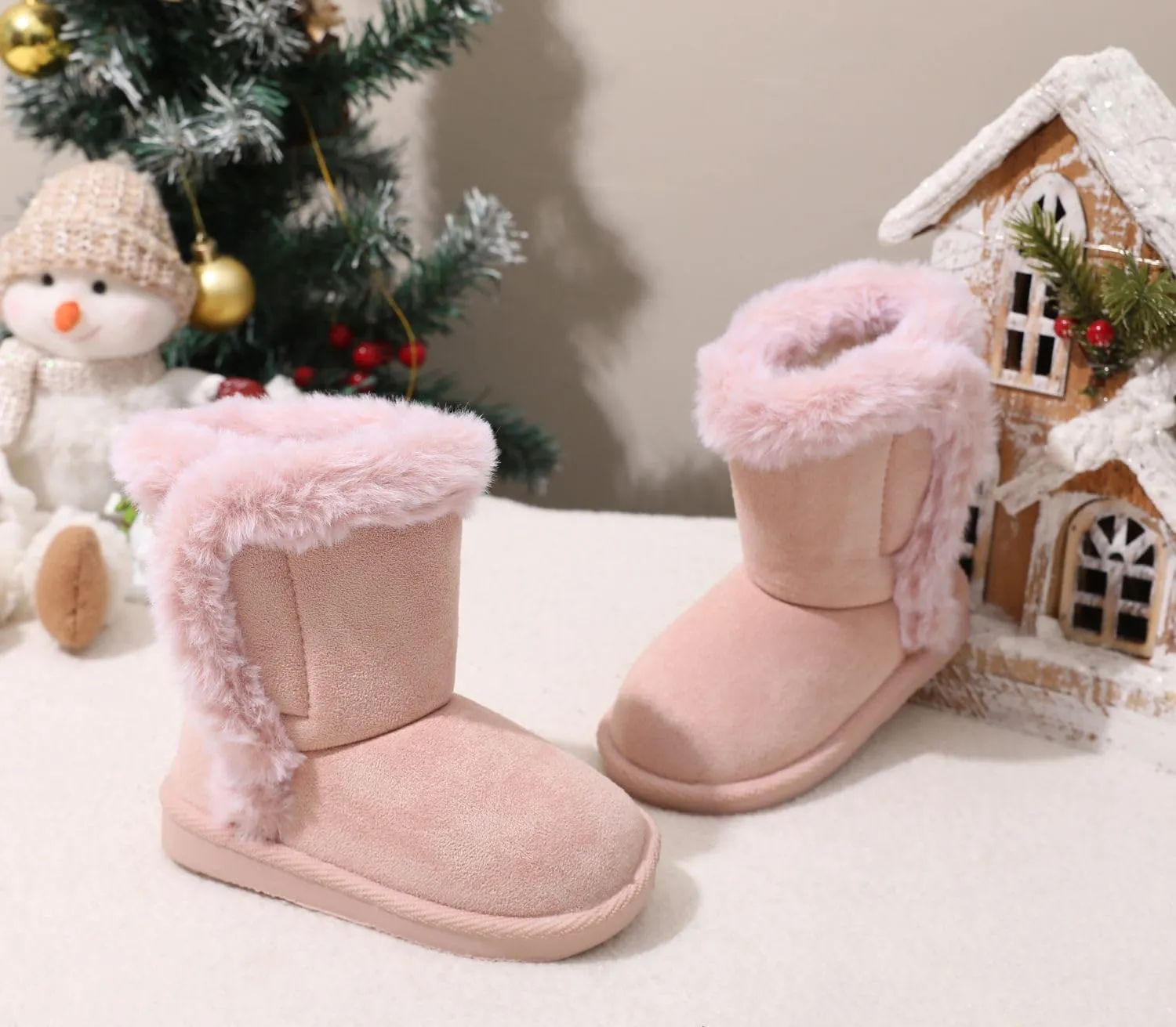 Baby Girls Winter Boots Toddler Kid Fashion Fur Lined Lightweight Warm Snow Boots for Everyday Wear