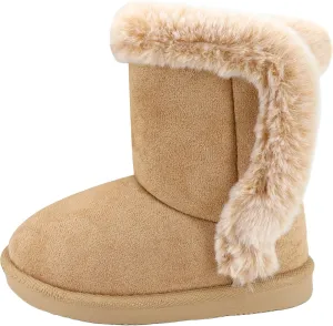 Baby Girls Winter Boots Toddler Kid Fashion Fur Lined Lightweight Warm Snow Boots for Everyday Wear