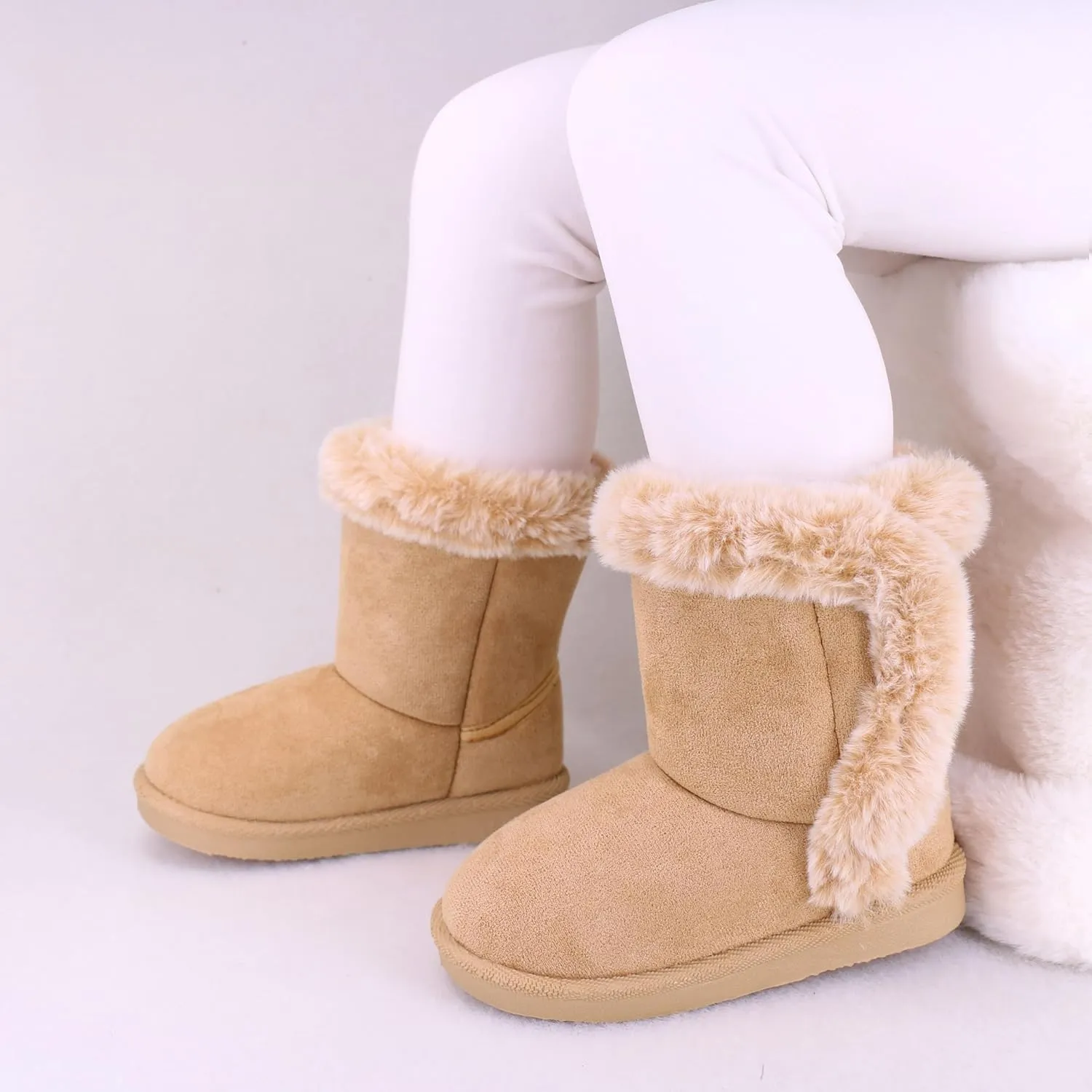 Baby Girls Winter Boots Toddler Kid Fashion Fur Lined Lightweight Warm Snow Boots for Everyday Wear