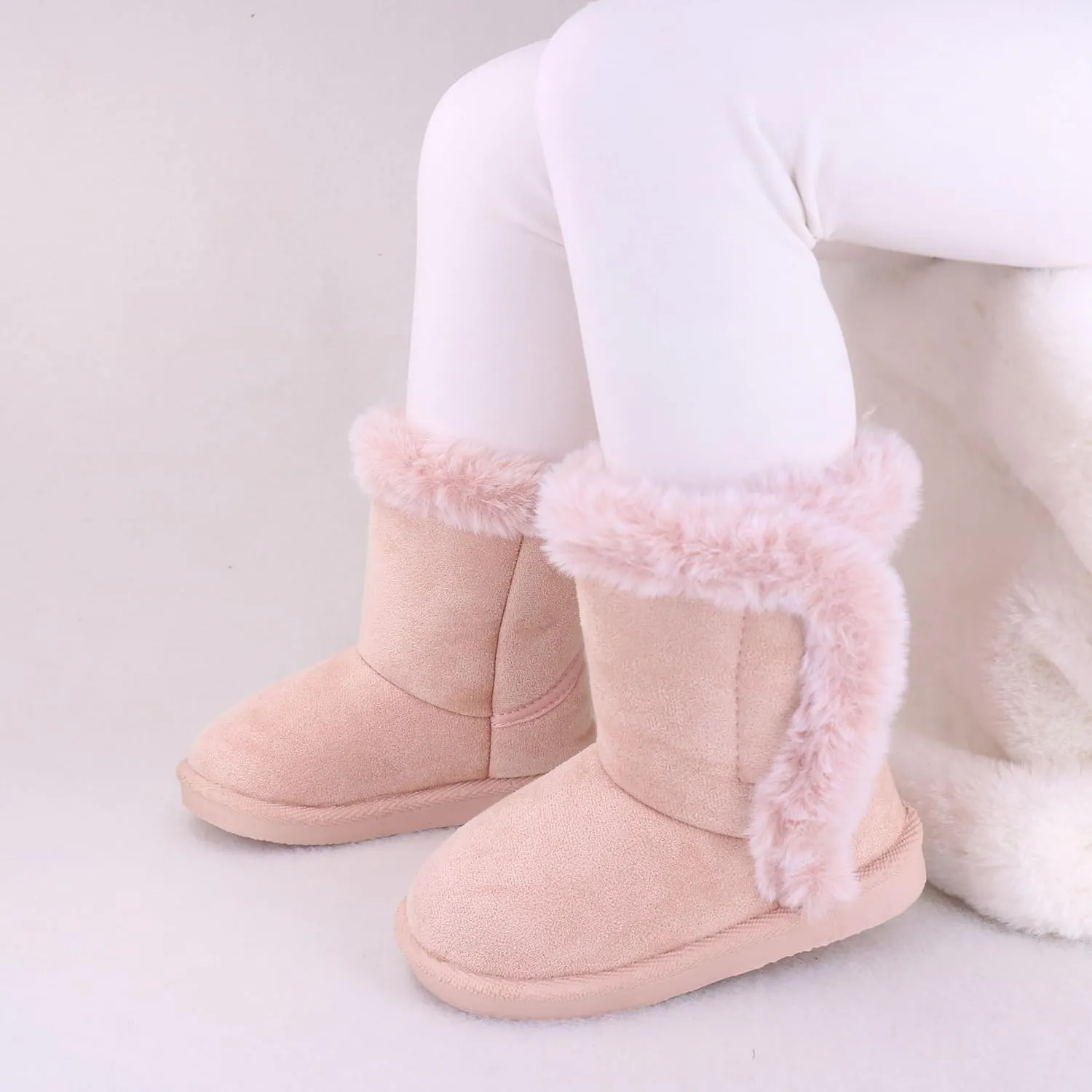 Baby Girls Winter Boots Toddler Kid Fashion Fur Lined Lightweight Warm Snow Boots for Everyday Wear
