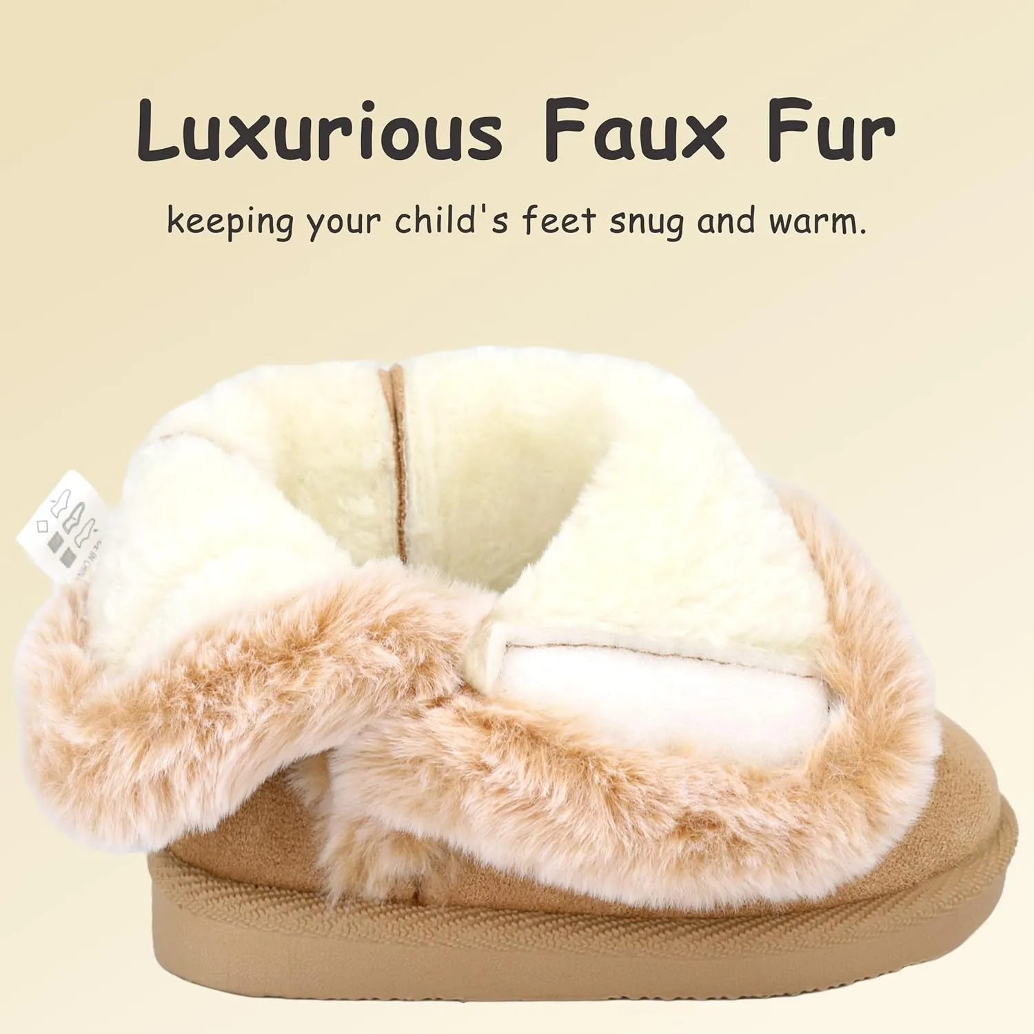 Baby Girls Winter Boots Toddler Kid Fashion Fur Lined Lightweight Warm Snow Boots for Everyday Wear
