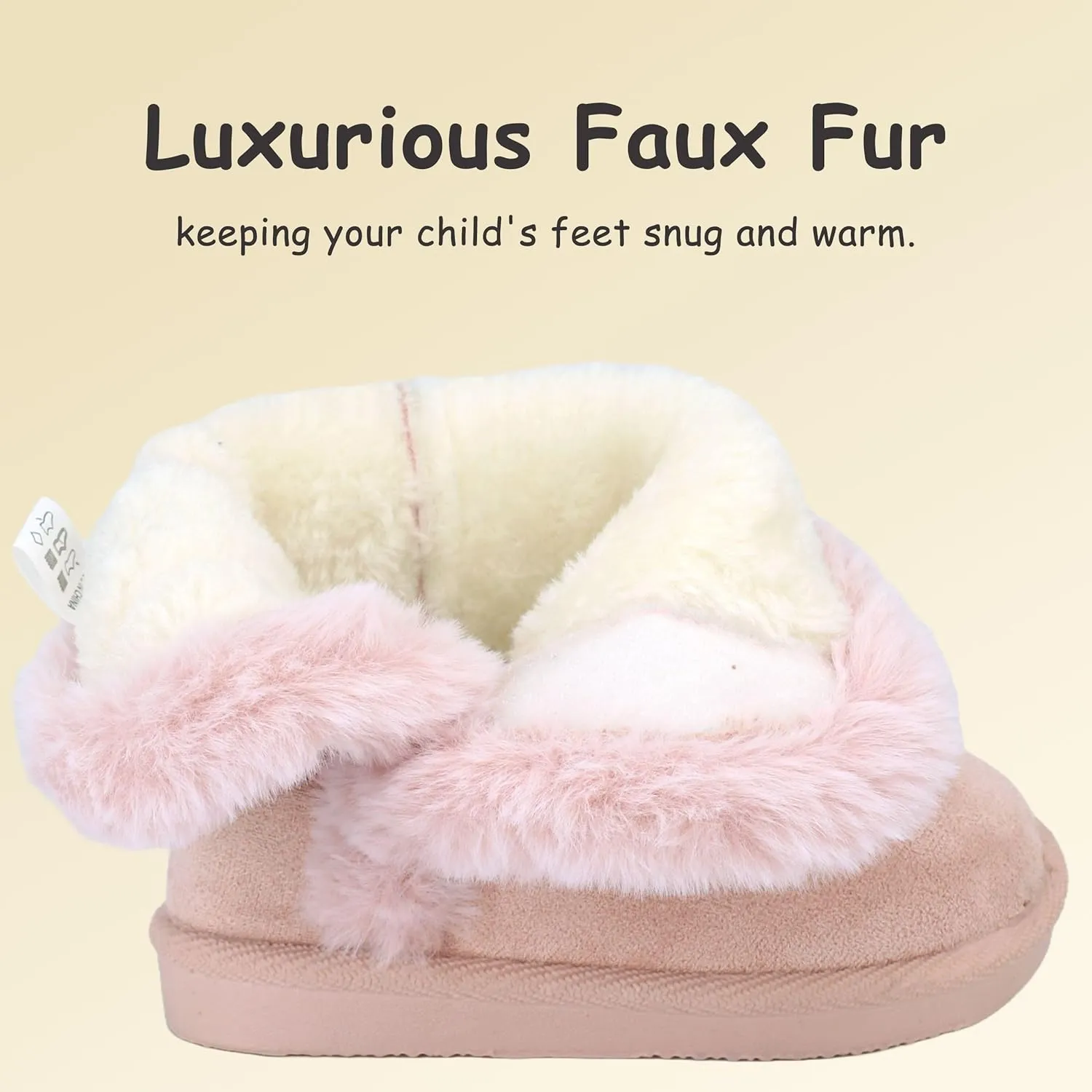 Baby Girls Winter Boots Toddler Kid Fashion Fur Lined Lightweight Warm Snow Boots for Everyday Wear