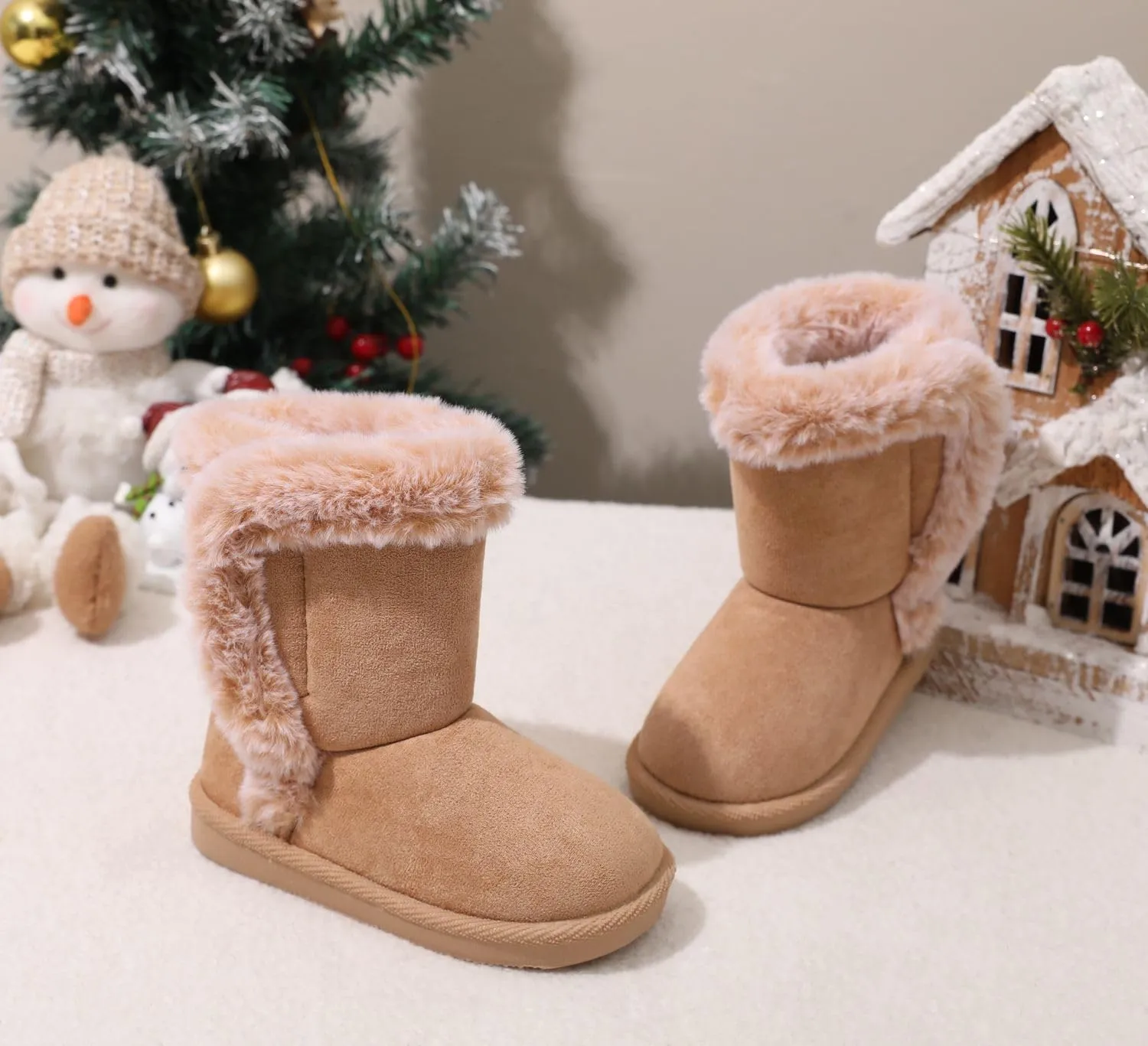 Baby Girls Winter Boots Toddler Kid Fashion Fur Lined Lightweight Warm Snow Boots for Everyday Wear