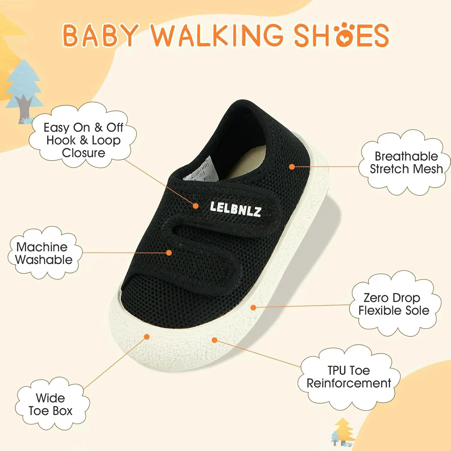 Baby Shoes Boys Girls First Walking Lightweight Non-Slip Toddler Sneakers Infant Tennis Shoes 6 9 12 18 20 24 Months