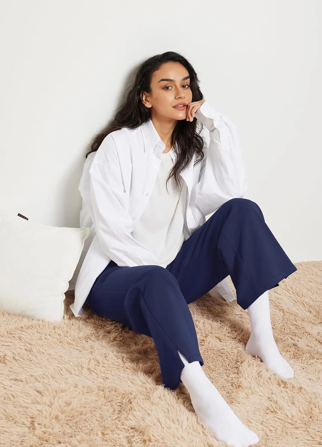 baleaf Womens Fleece Lined Wide Leg Sweatpants Drawstring Sweat Pants with Pockets Athletic Track Fall Winter