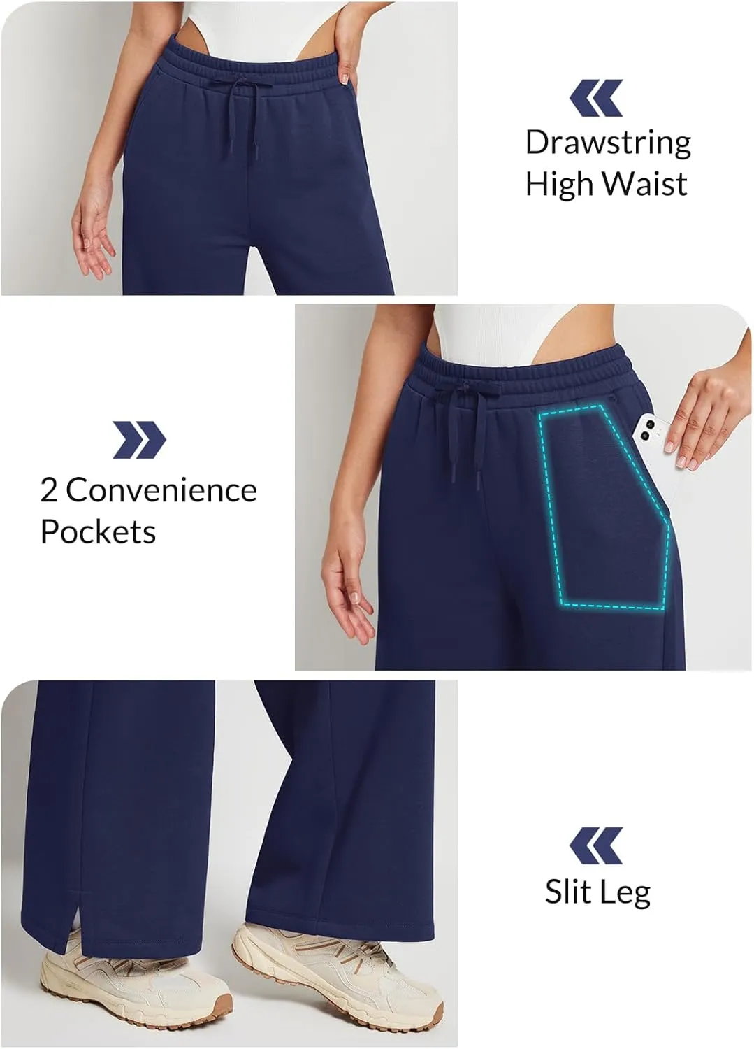 baleaf Womens Fleece Lined Wide Leg Sweatpants Drawstring Sweat Pants with Pockets Athletic Track Fall Winter