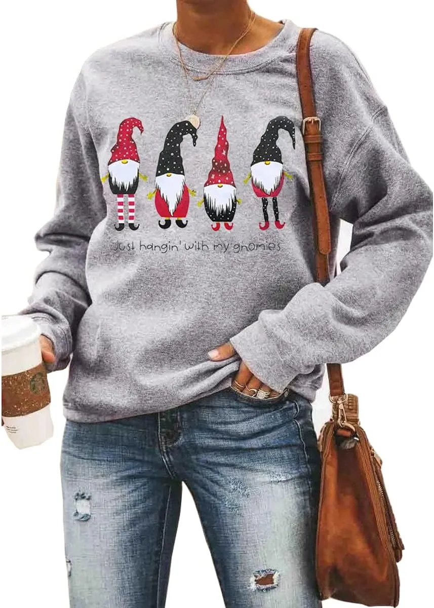 Barlver Women Christmas Fleece Sweaters Long Sleeve Fuzzy Sweatshirts Holiday Graphic Shirts