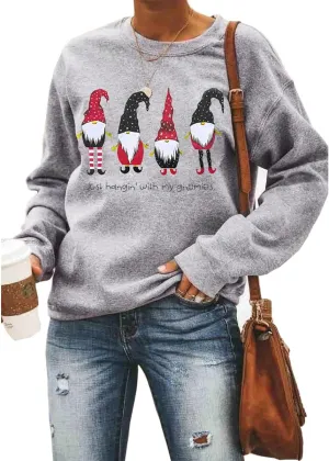 Barlver Women Christmas Fleece Sweaters Long Sleeve Fuzzy Sweatshirts Holiday Graphic Shirts