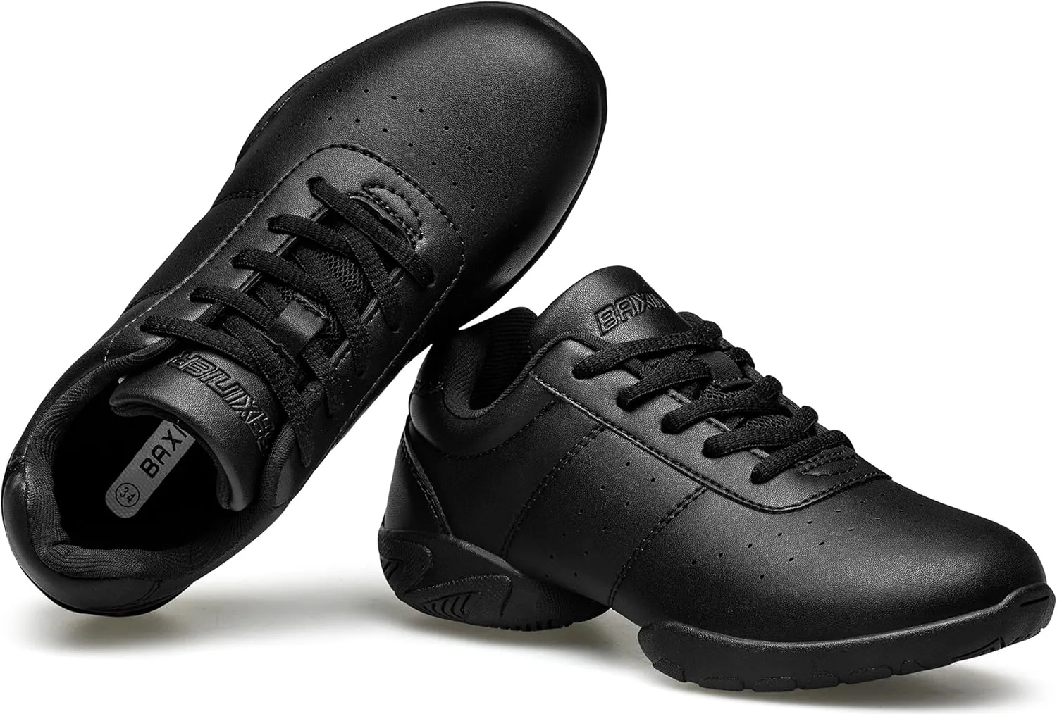 BAXINIER Girls White Cheerleading Dance Shoes Athletic Training Tennis Breathable Youth Competition Cheer Sneakers