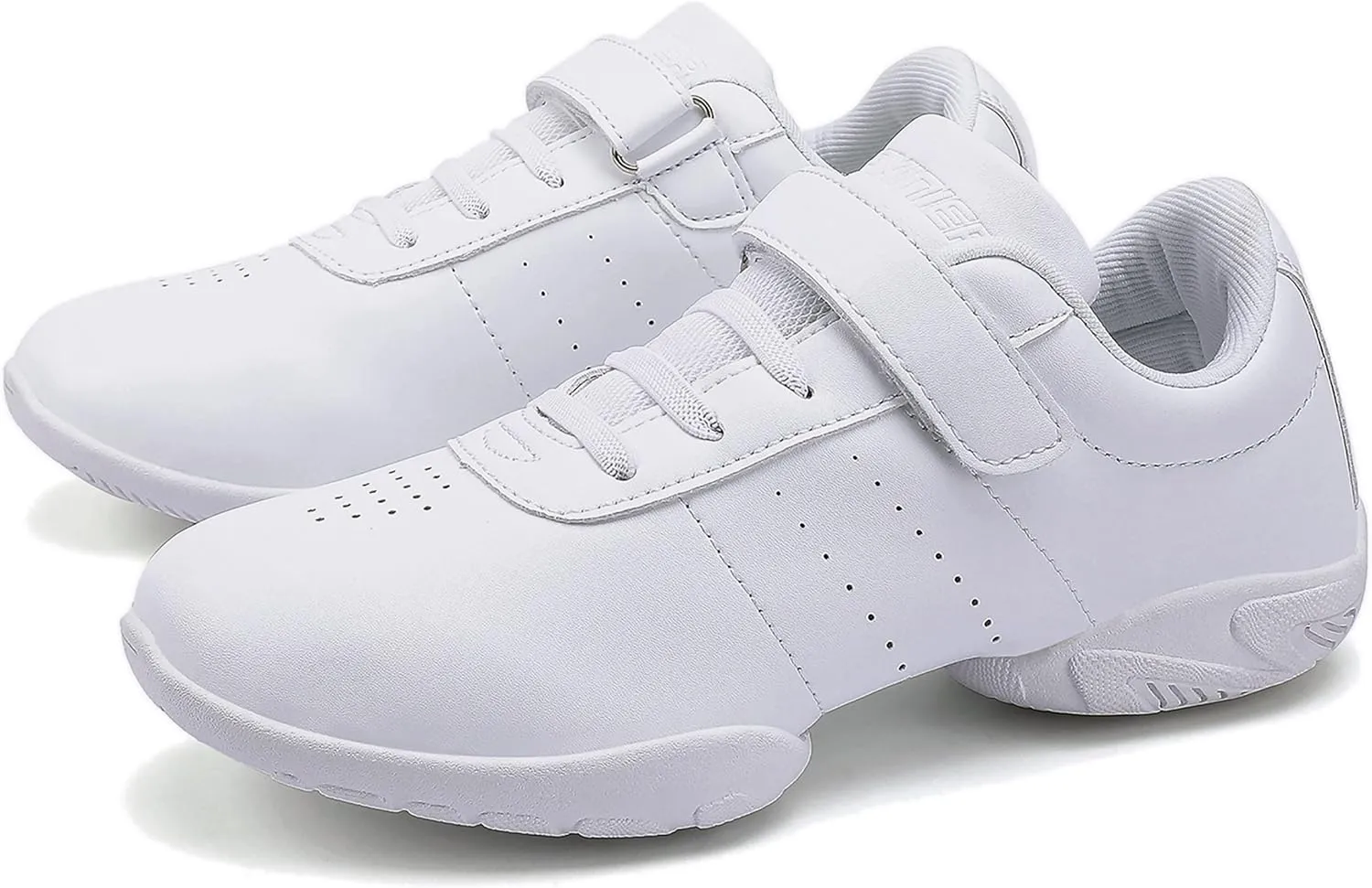 BAXINIER Girls White Cheerleading Dance Shoes Athletic Training Tennis Breathable Youth Competition Cheer Sneakers