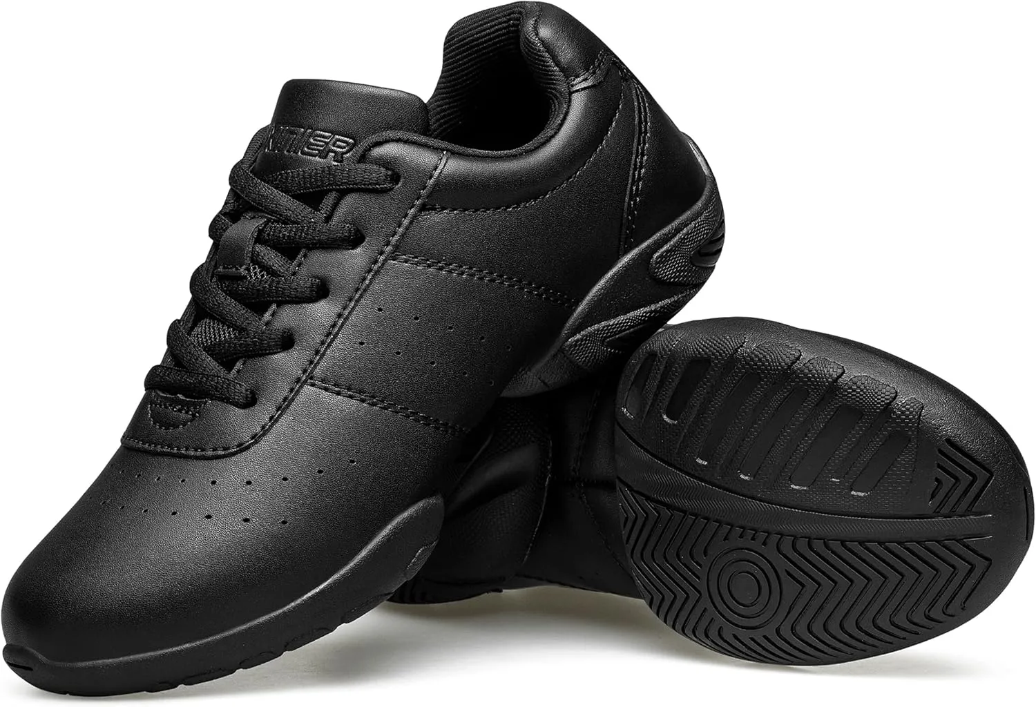 BAXINIER Girls White Cheerleading Dance Shoes Athletic Training Tennis Breathable Youth Competition Cheer Sneakers