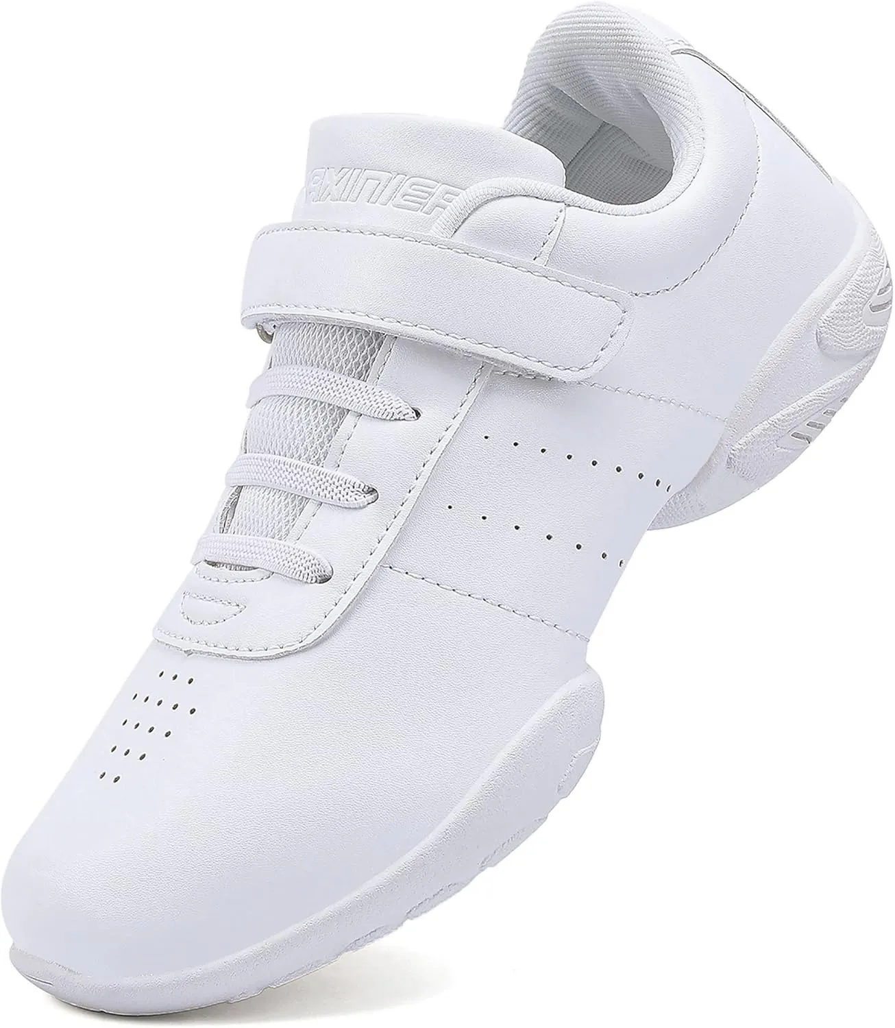 BAXINIER Girls White Cheerleading Dance Shoes Athletic Training Tennis Breathable Youth Competition Cheer Sneakers