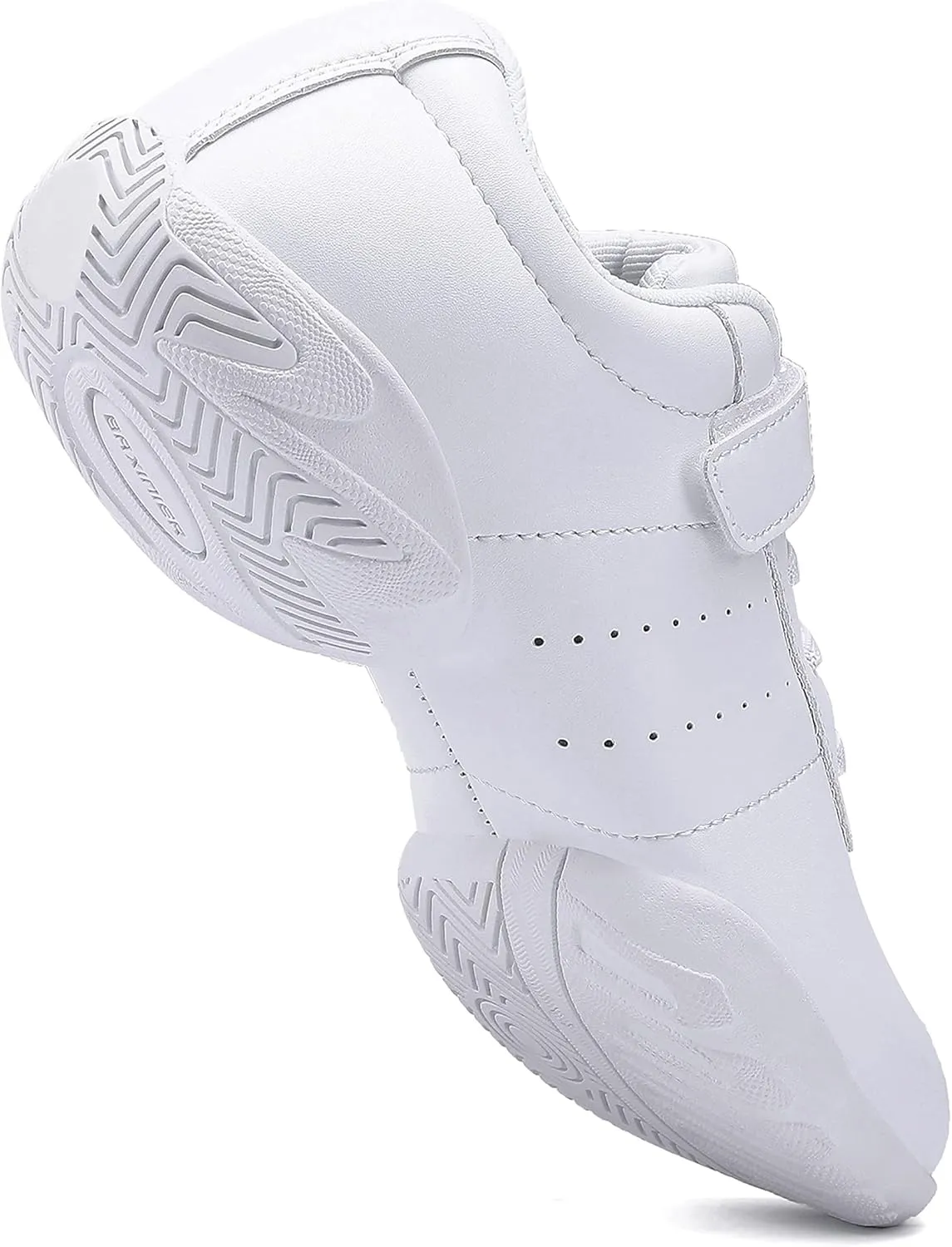 BAXINIER Girls White Cheerleading Dance Shoes Athletic Training Tennis Breathable Youth Competition Cheer Sneakers