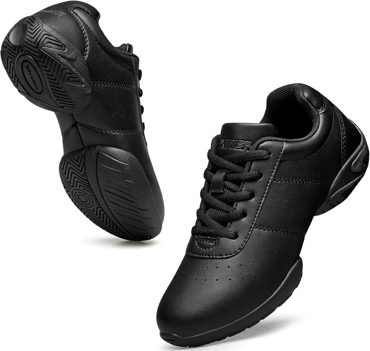 BAXINIER Girls White Cheerleading Dance Shoes Athletic Training Tennis Breathable Youth Competition Cheer Sneakers
