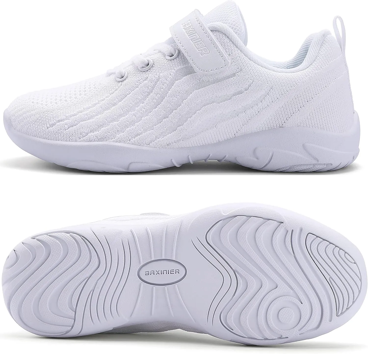 BAXINIER Girls White Cheerleading Shoes Breathable Youth Cheer Competition Sneakers Athletic Training Dance Tennis Walking Shoes