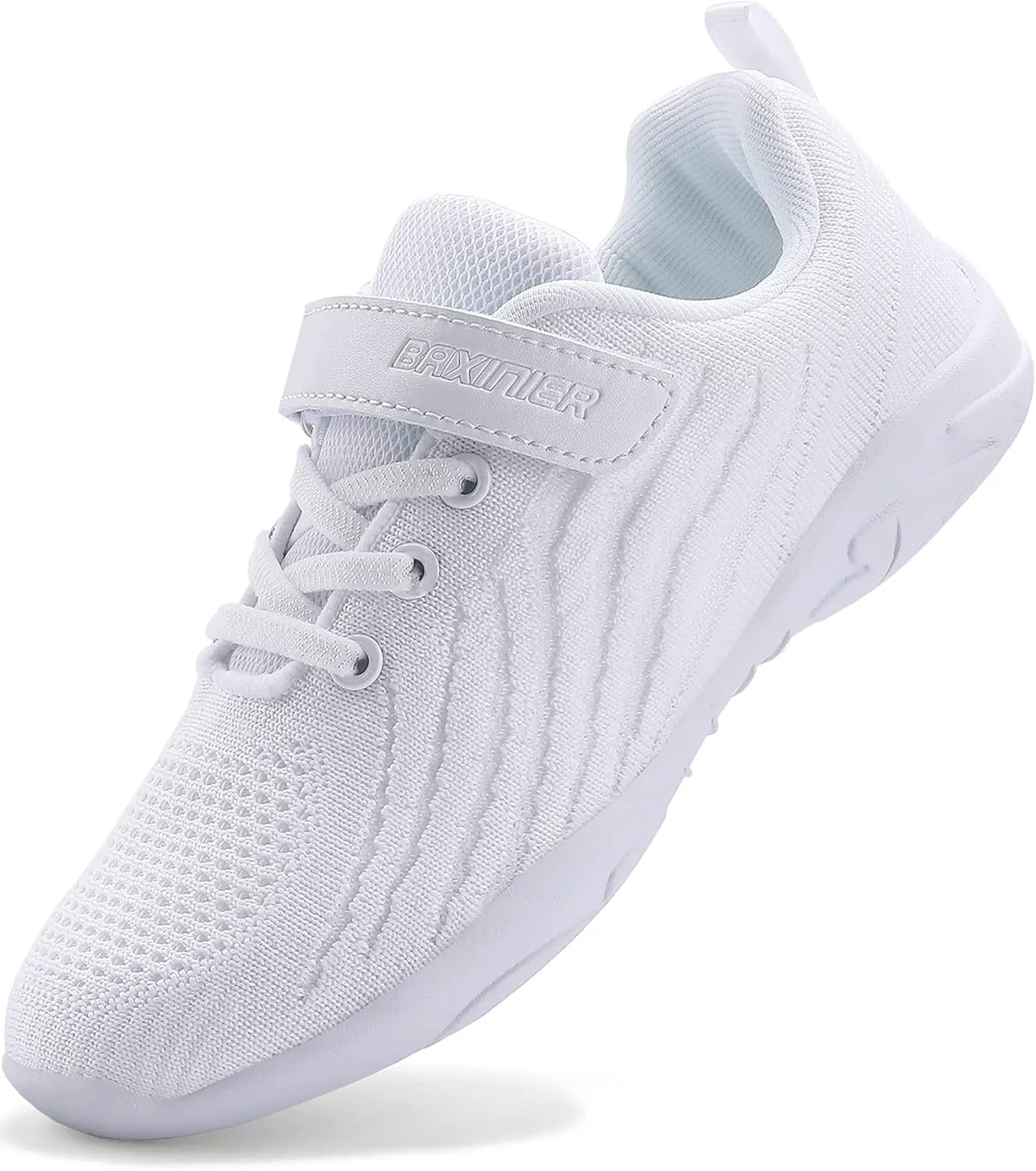 BAXINIER Girls White Cheerleading Shoes Breathable Youth Cheer Competition Sneakers Athletic Training Dance Tennis Walking Shoes