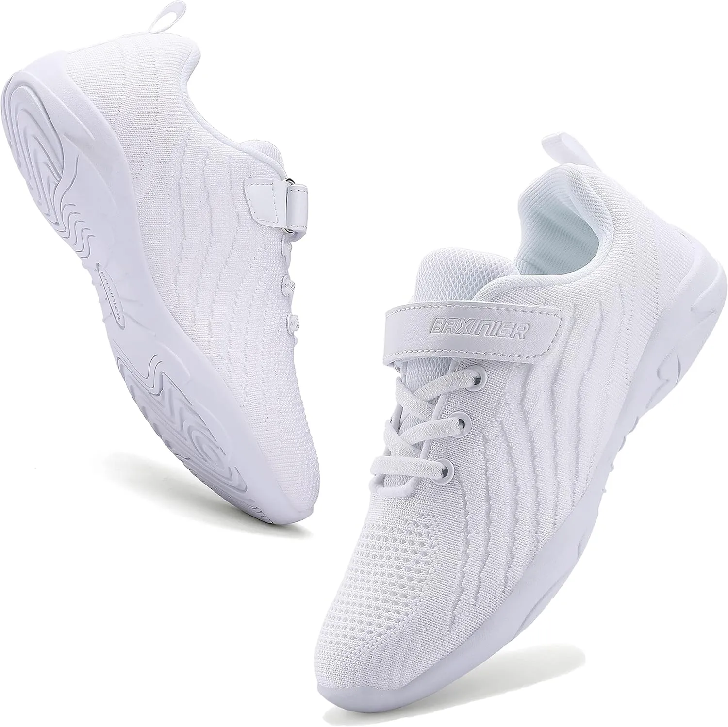 BAXINIER Girls White Cheerleading Shoes Breathable Youth Cheer Competition Sneakers Athletic Training Dance Tennis Walking Shoes
