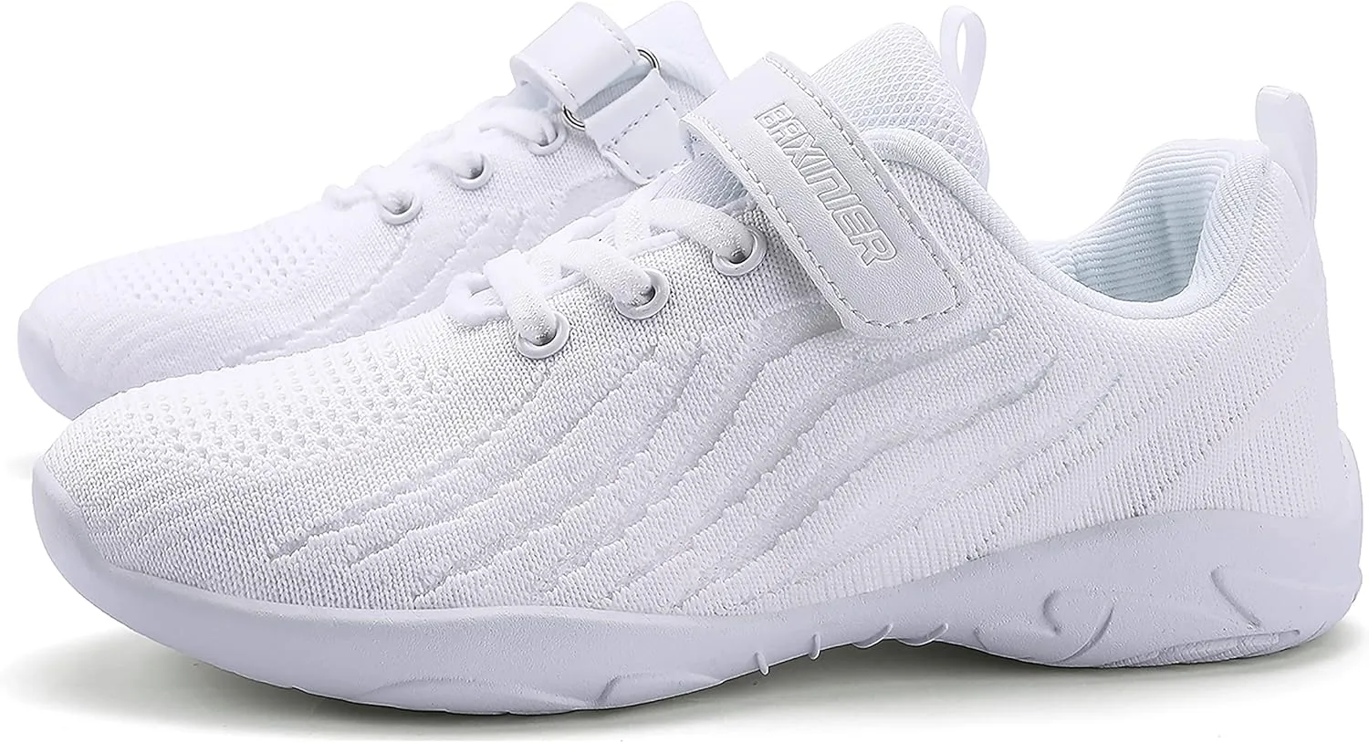 BAXINIER Girls White Cheerleading Shoes Breathable Youth Cheer Competition Sneakers Athletic Training Dance Tennis Walking Shoes
