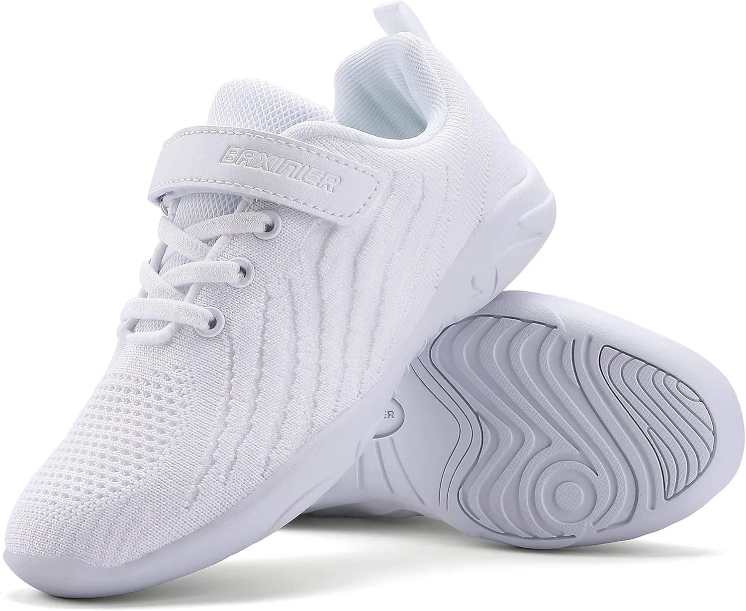 BAXINIER Girls White Cheerleading Shoes Breathable Youth Cheer Competition Sneakers Athletic Training Dance Tennis Walking Shoes