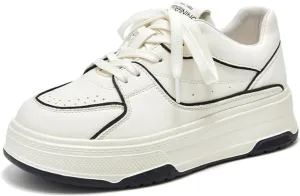 BEAU TODAY Women's Fashion Sneakers, Chunky Platform Sneakers for Women, Casual Lace Up Non-Slip Walking Shoes, Comfortable Running Shoes for Women