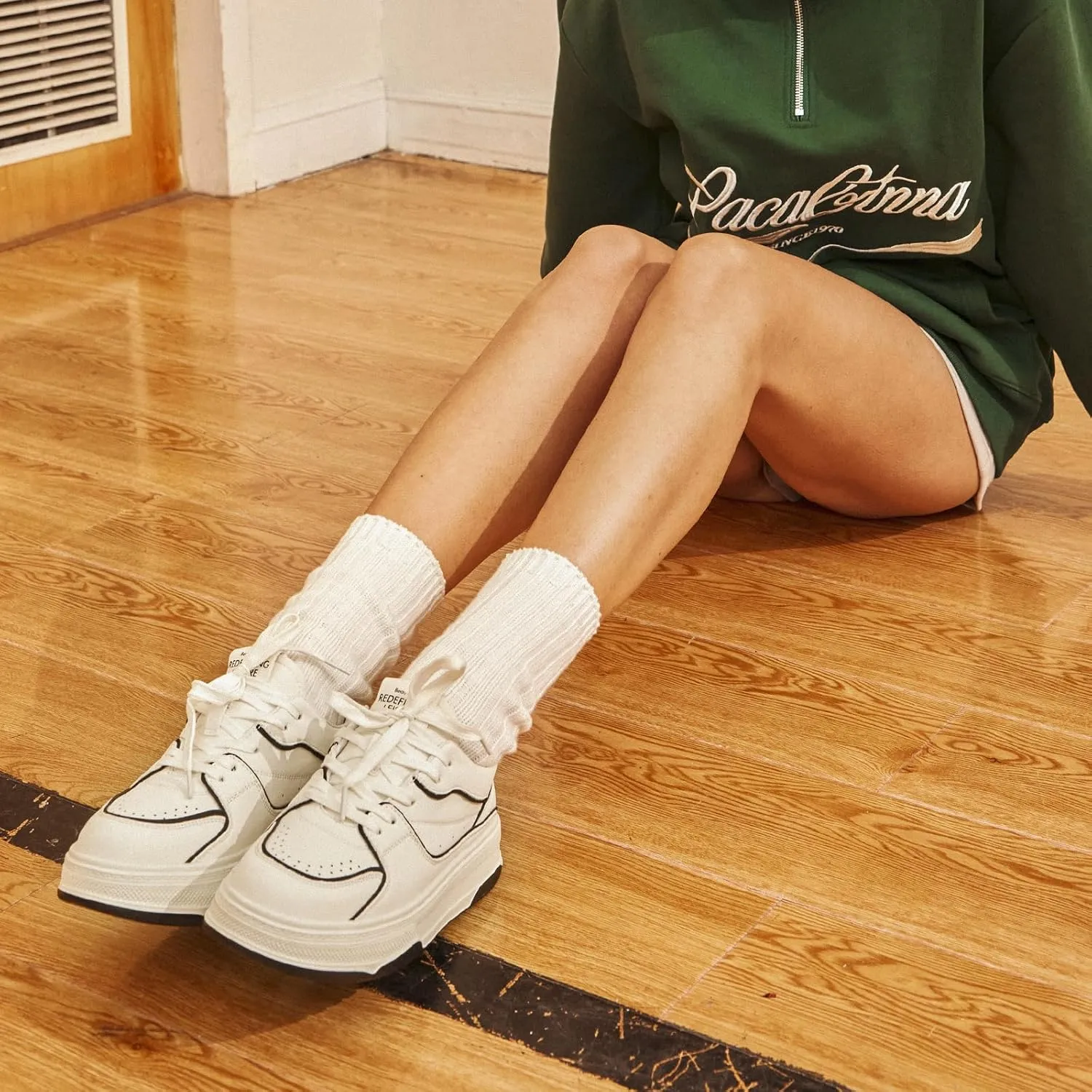 BEAU TODAY Women's Fashion Sneakers, Chunky Platform Sneakers for Women, Casual Lace Up Non-Slip Walking Shoes, Comfortable Running Shoes for Women