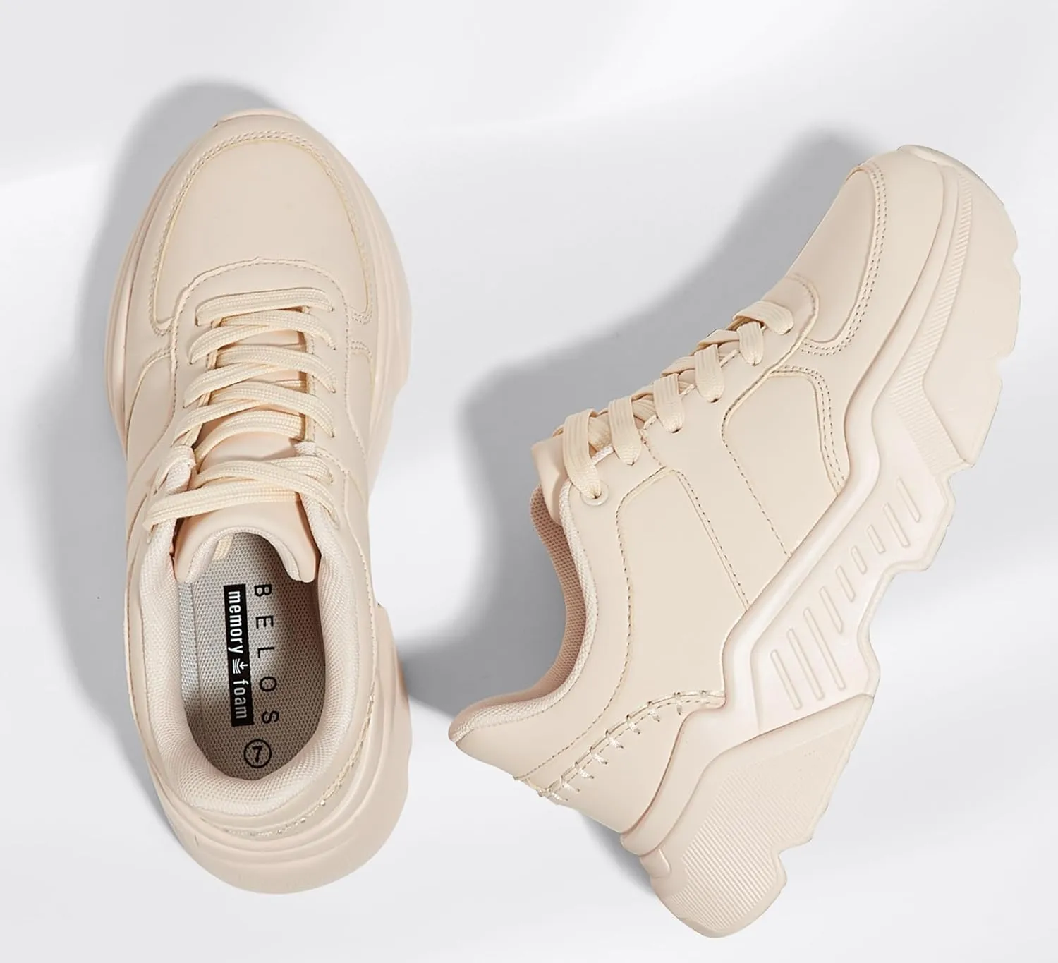 BELOS Women's Platform Chunky Sneakers Fashion Dad Sneakers Casual Lace Up Comfortable Lightweigt Walking Shoes