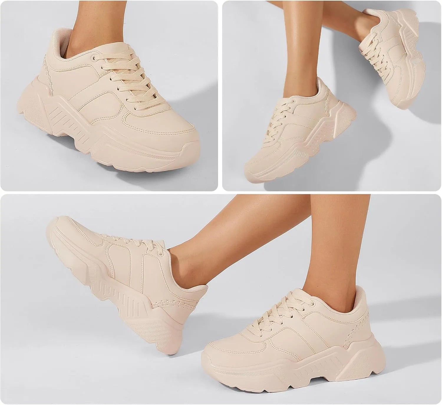 BELOS Women's Platform Chunky Sneakers Fashion Dad Sneakers Casual Lace Up Comfortable Lightweigt Walking Shoes