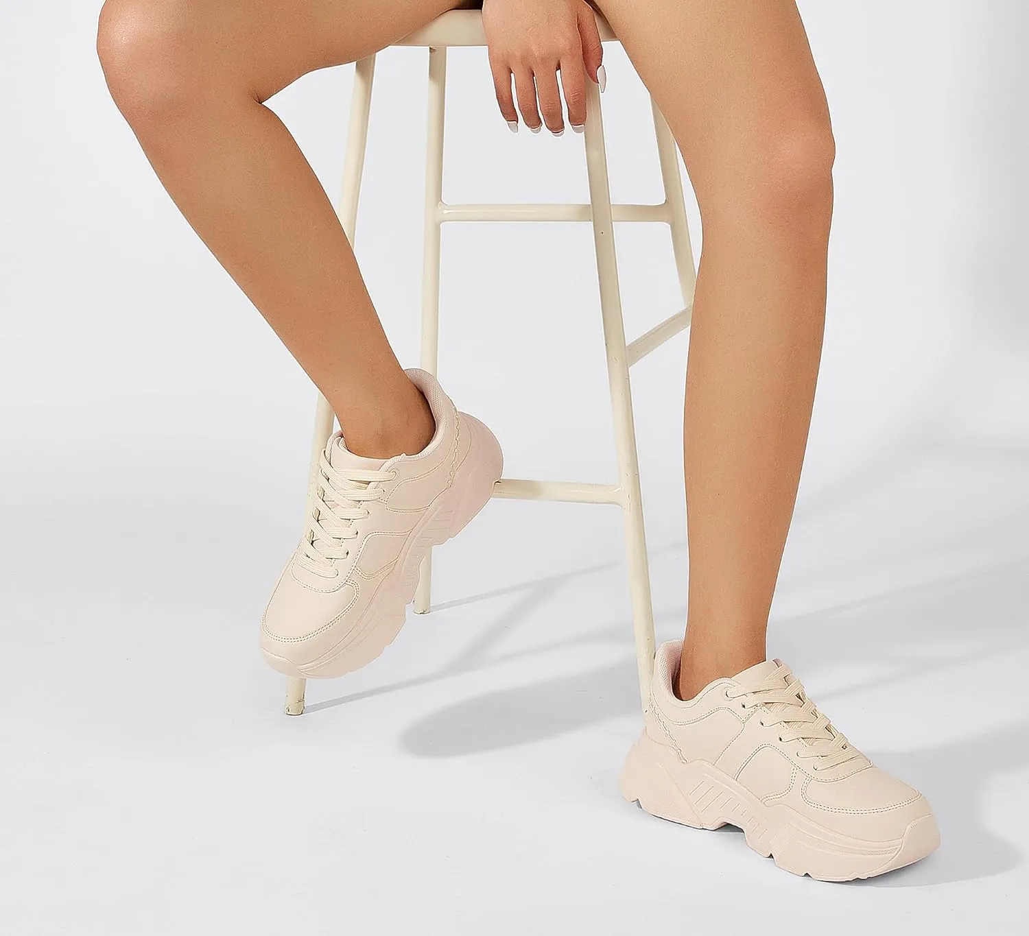 BELOS Women's Platform Chunky Sneakers Fashion Dad Sneakers Casual Lace Up Comfortable Lightweigt Walking Shoes