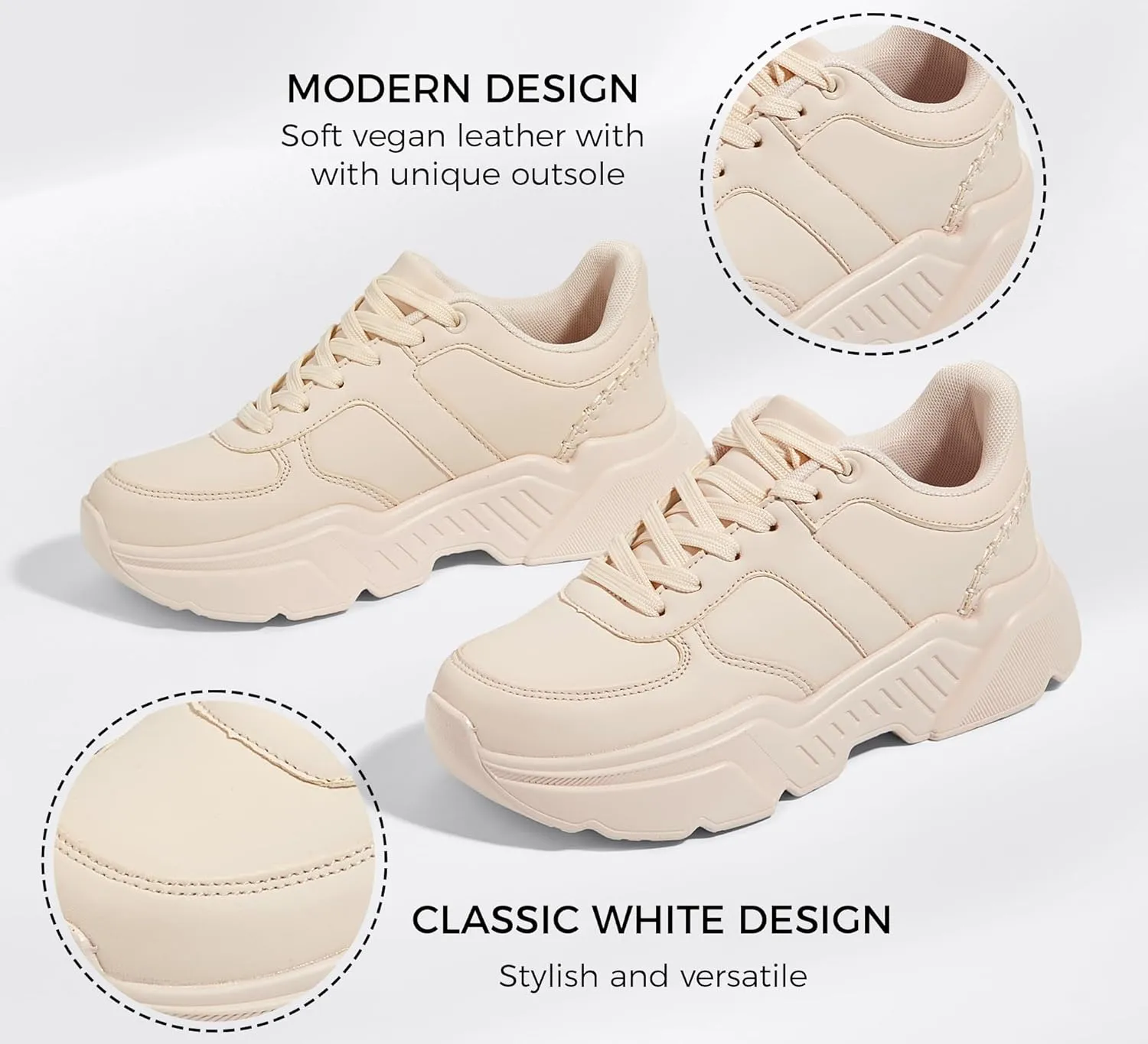 BELOS Women's Platform Chunky Sneakers Fashion Dad Sneakers Casual Lace Up Comfortable Lightweigt Walking Shoes