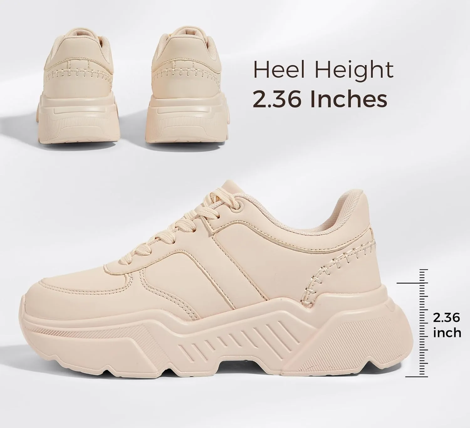 BELOS Women's Platform Chunky Sneakers Fashion Dad Sneakers Casual Lace Up Comfortable Lightweigt Walking Shoes