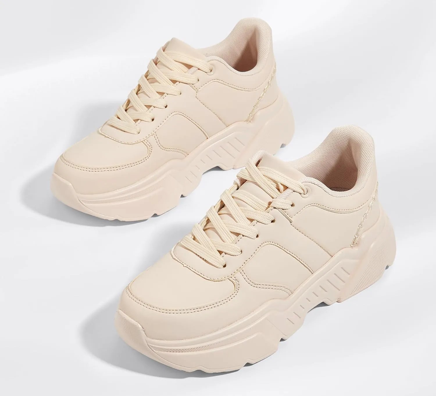 BELOS Women's Platform Chunky Sneakers Fashion Dad Sneakers Casual Lace Up Comfortable Lightweigt Walking Shoes