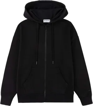 BETTERCHIC Women's Hooded Sweatshirt Casual Soft Brushed Fleece Hoody Drop Shoulder Full Zip Up Hoodie Size S-2XL