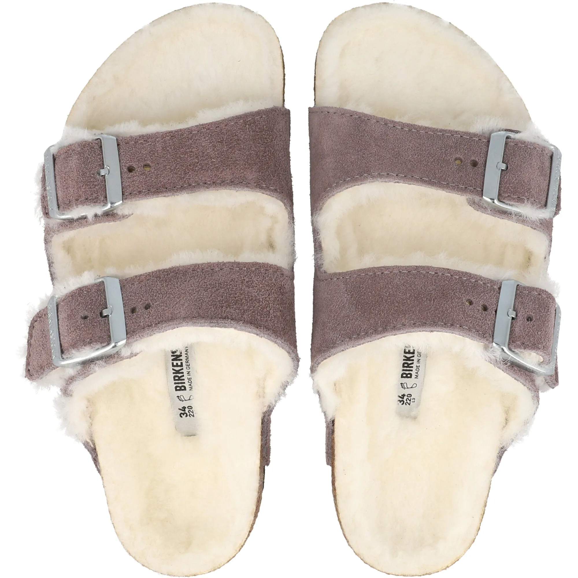 Birkenstock Arizona Shearling Kids Suede Sandals Faded Purple