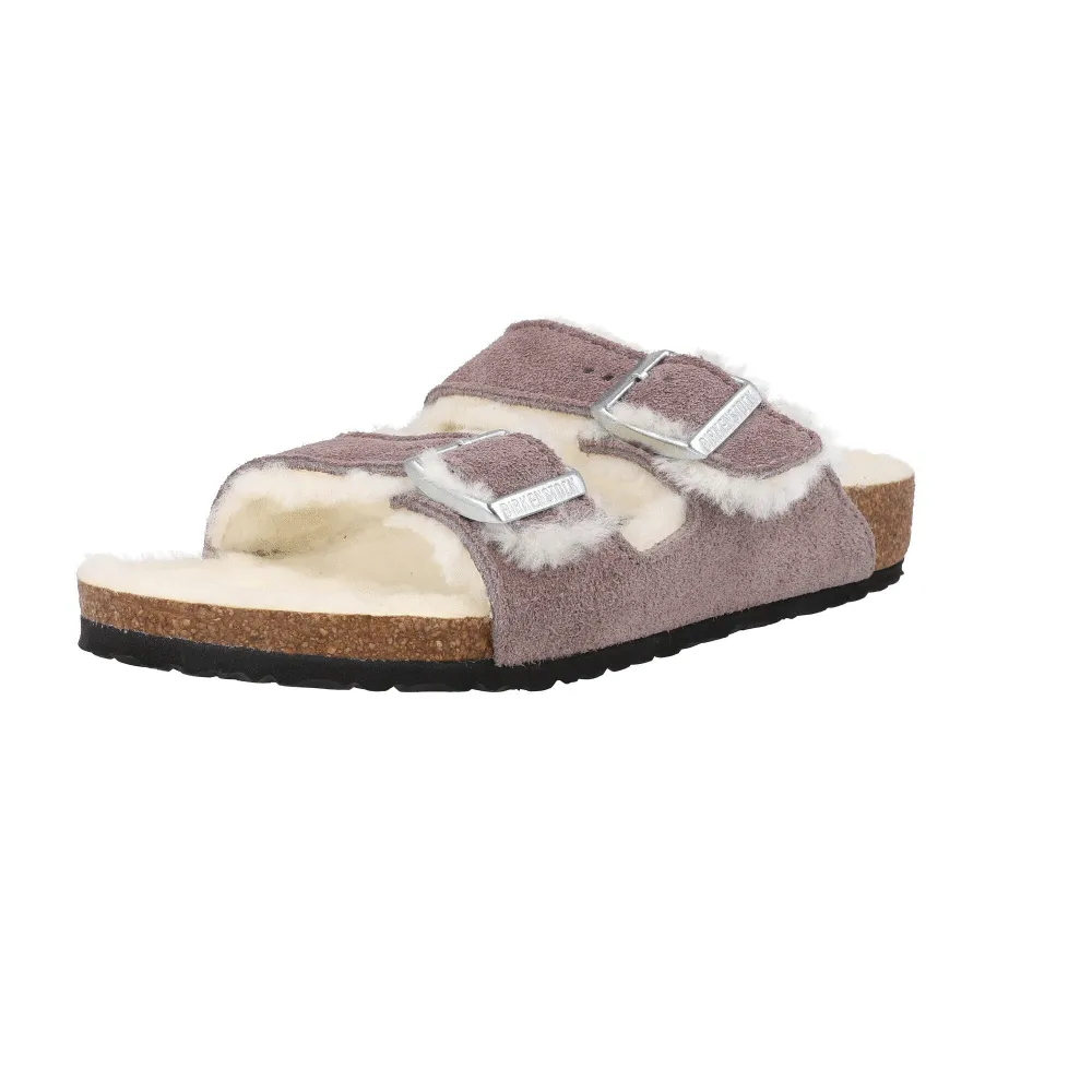 Birkenstock Arizona Shearling Kids Suede Sandals Faded Purple