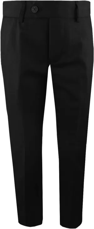 Black n Bianco Boys' First Class Slim Fit Trousers Dress Pants Gently Tapered Flat Front - Presented by Baby Muffin