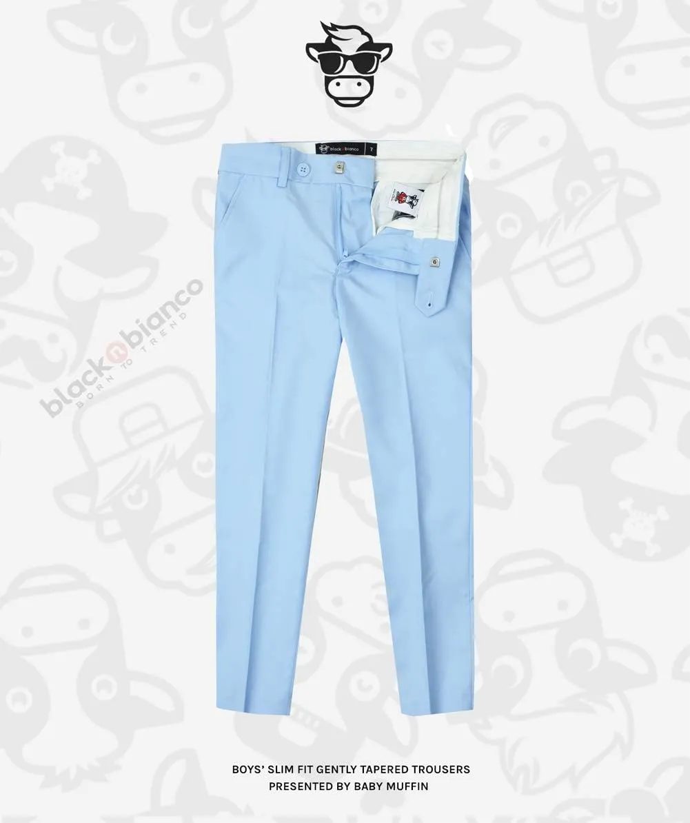 Black n Bianco Boys' First Class Slim Fit Trousers Dress Pants Gently Tapered Flat Front - Presented by Baby Muffin