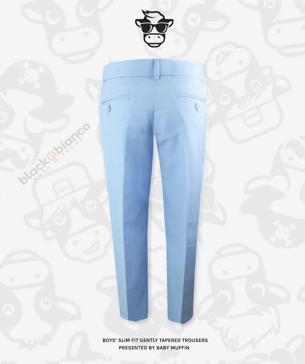 Black n Bianco Boys' First Class Slim Fit Trousers Dress Pants Gently Tapered Flat Front - Presented by Baby Muffin
