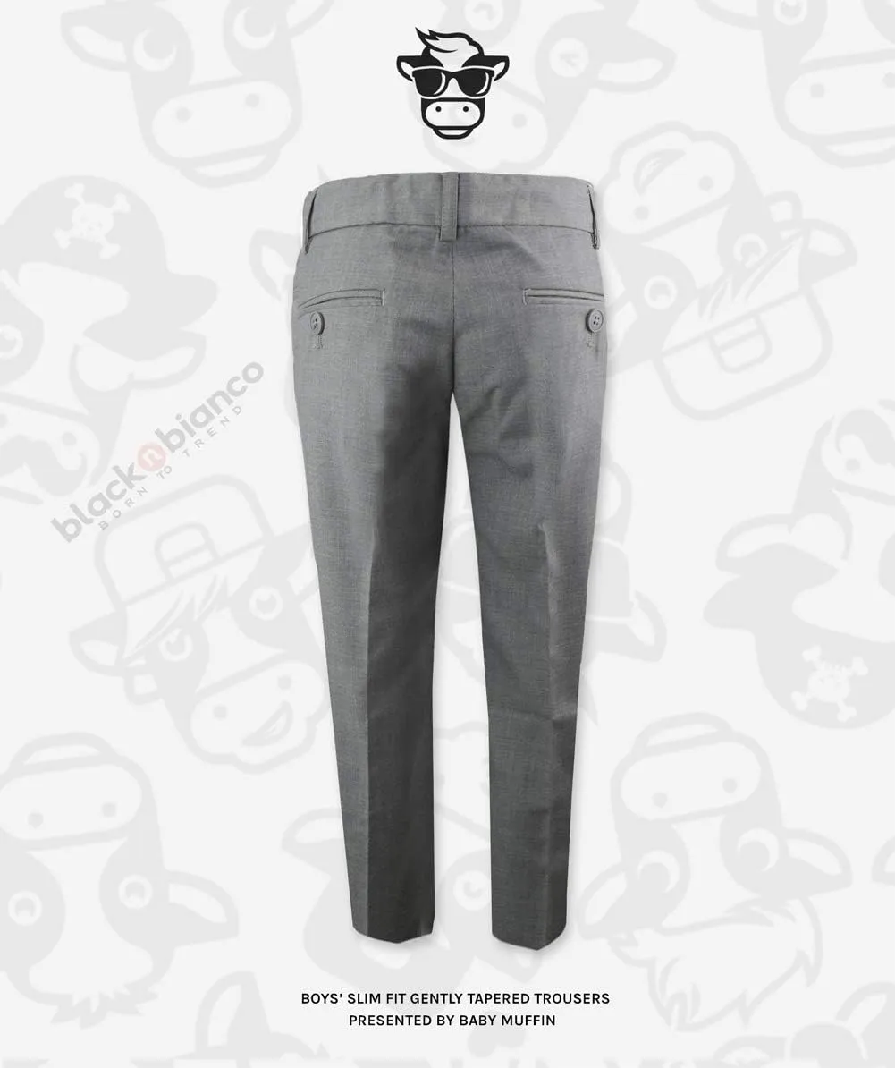 Black n Bianco Boys' First Class Slim Fit Trousers Dress Pants Gently Tapered Flat Front - Presented by Baby Muffin