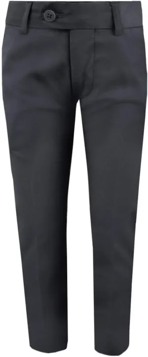 Black n Bianco Boys' First Class Slim Fit Trousers Dress Pants Gently Tapered Flat Front - Presented by Baby Muffin