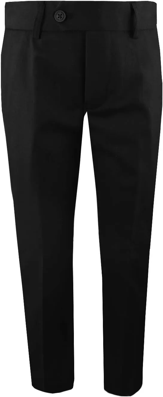 Black n Bianco Boys' First Class Slim Fit Trousers Dress Pants Gently Tapered Flat Front - Presented by Baby Muffin