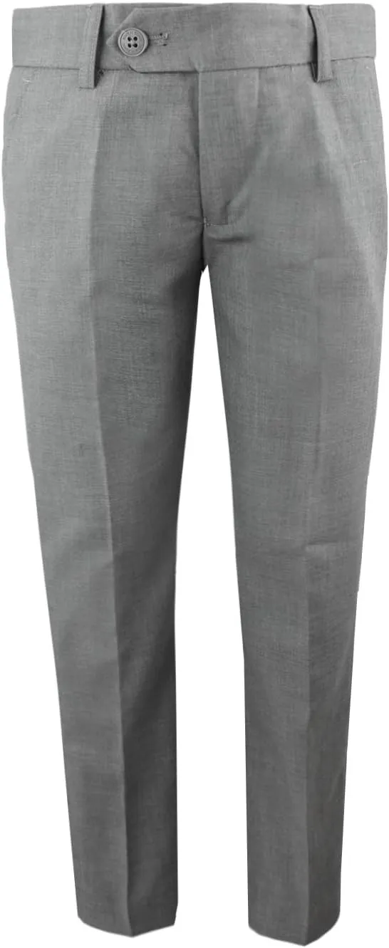 Black n Bianco Boys' First Class Slim Fit Trousers Dress Pants Gently Tapered Flat Front - Presented by Baby Muffin