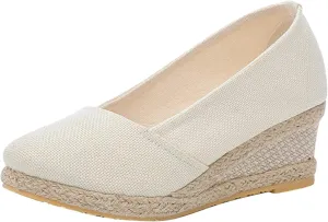 Black Nude Silver Gold Wedges for Women Low Heel Comfortable Closed Toe Women Pumps Dress Shoes