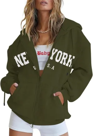 Blingfit Zip Up Hoodies for Women Oversized Y2K Velvet Sweatshirt Long Sleeve 2024 Fashion Hoodie Jacket with Pocket