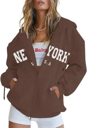 Blingfit Zip Up Hoodies for Women Oversized Y2K Velvet Sweatshirt Long Sleeve 2024 Fashion Hoodie Jacket with Pocket