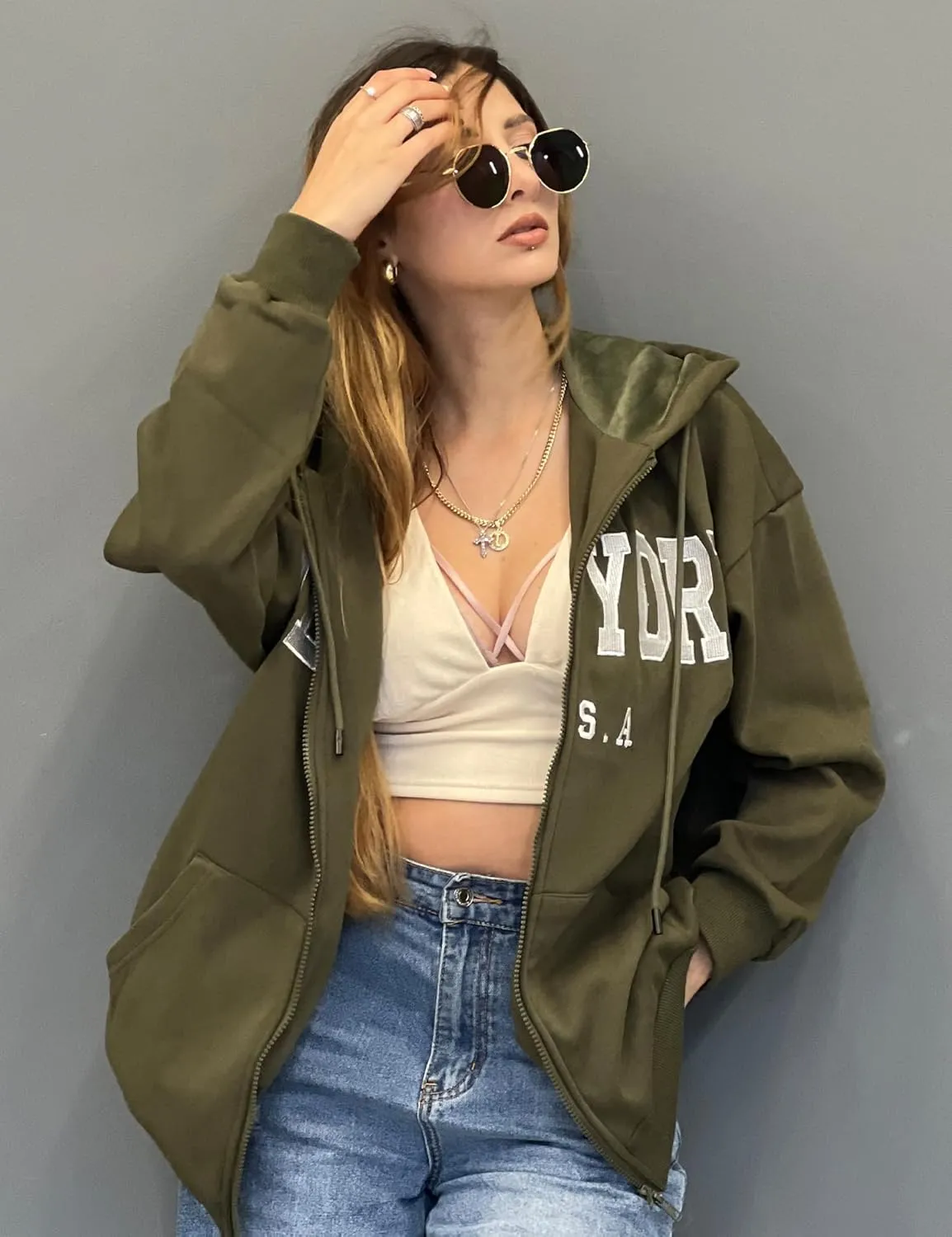 Blingfit Zip Up Hoodies for Women Oversized Y2K Velvet Sweatshirt Long Sleeve 2024 Fashion Hoodie Jacket with Pocket