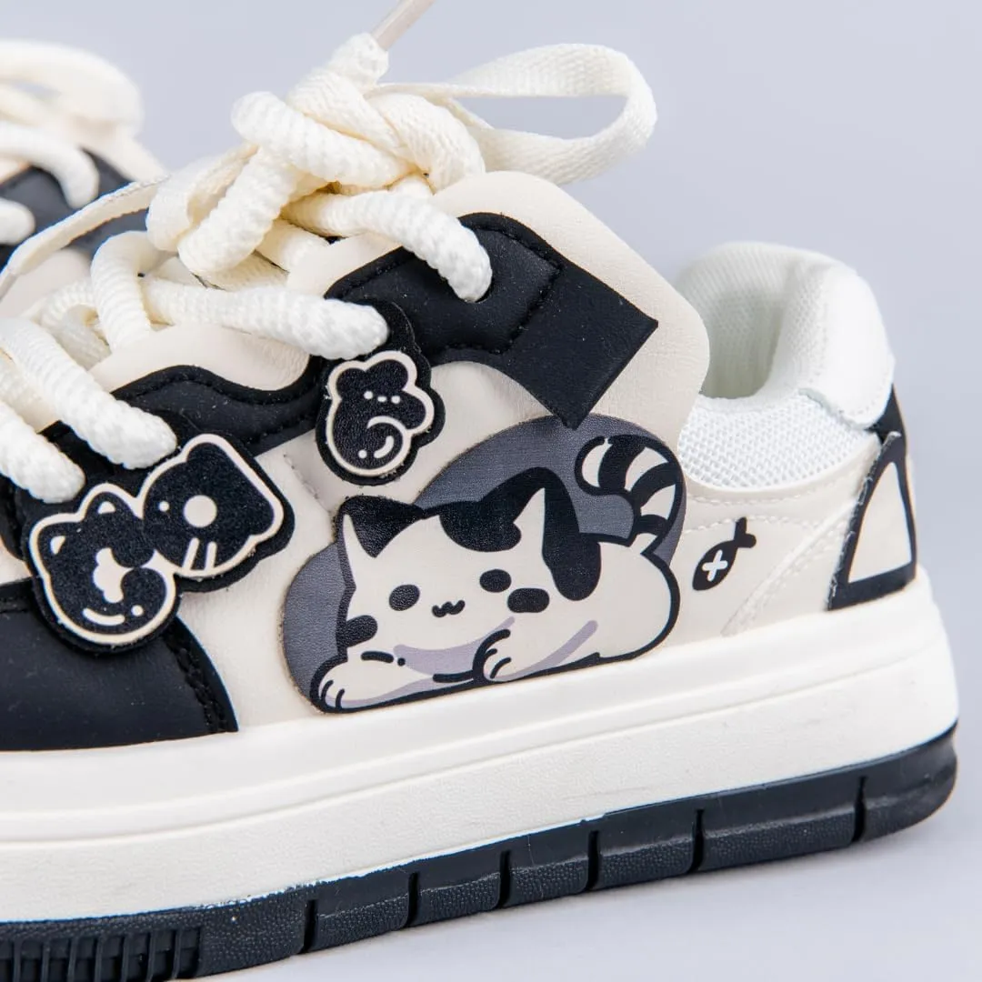 Bobo's House Chubby Cheeks Kitty Chunky Sneakers Kawaii Women’s Vegan Leather Platform Shoes